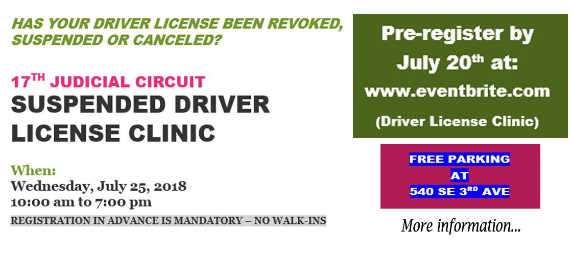 Suspended Driver License Clinic Coming July 25
