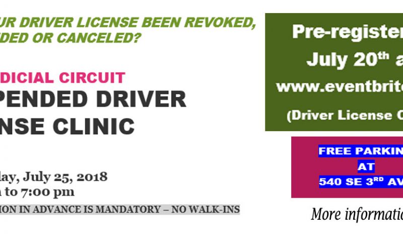 Suspended Driver License Clinic Coming July 25
