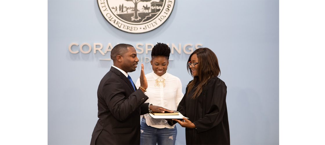 Judge Barner Swears in First Black Commissioner in Coral Springs