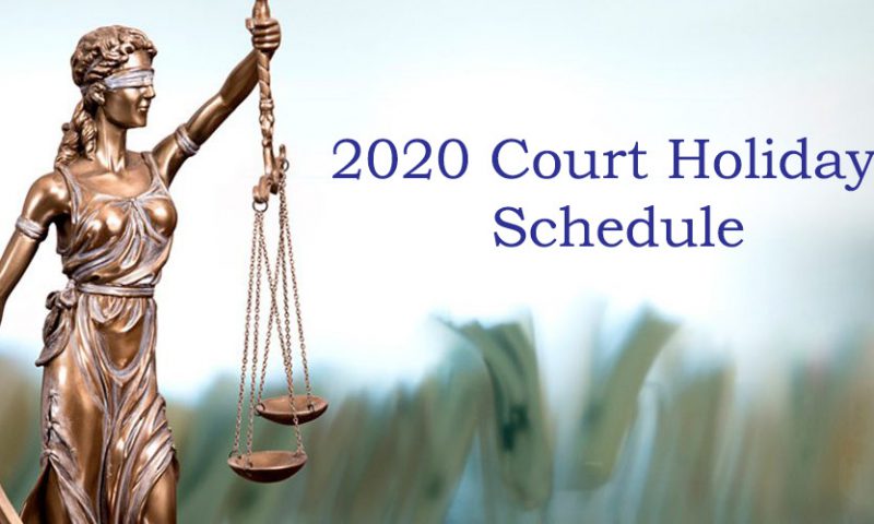 Court Holidays Schedule for 2020