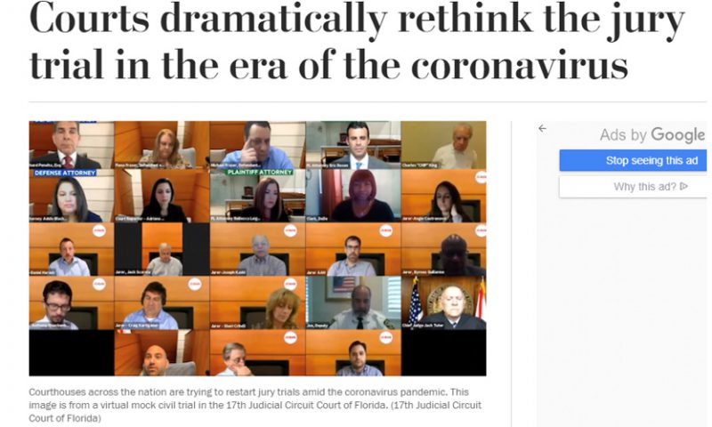 17th Circuit’s Mock Jury Trial Zoom Image Featured in Washington Post Article