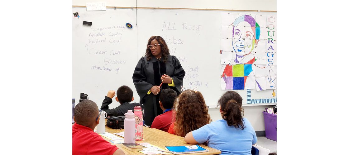 Judge Powell speaks with Winston Park Elementary