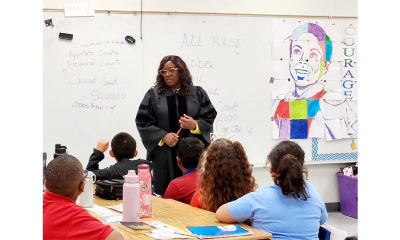 Judge Powell speaks with Winston Park Elementary