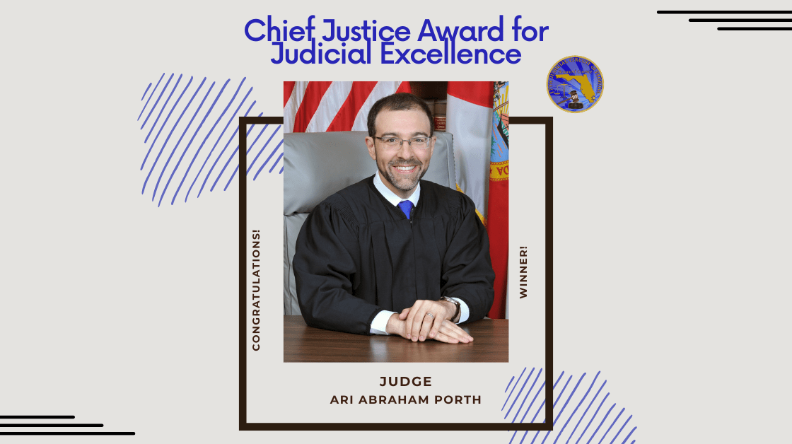 Judge Ari Abraham Porth Honored with Top Statewide Judicial Award for Judicial Excellence