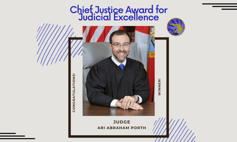 Judge Ari Abraham Porth Honored with Top Statewide Judicial Award for Judicial Excellence