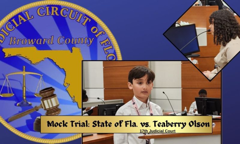Middle Schoolers Try “Murder” Case at Mock Trial: State of Fla. vs. Teaberry Olson