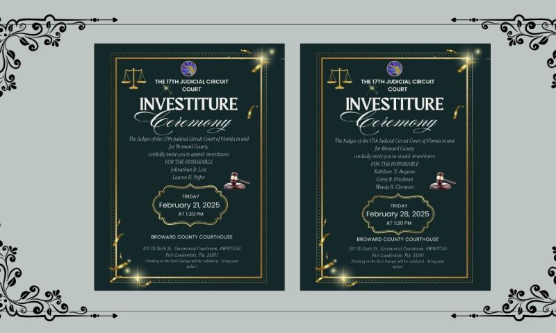 Mark Your Calendars: Investiture Ceremonies for New Judges on Feb. 21st & Feb. 28th