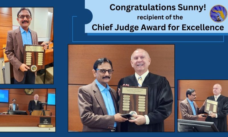 And the Chief Judge Award for Excellence Goes to …. Sunny!! Congratulations!