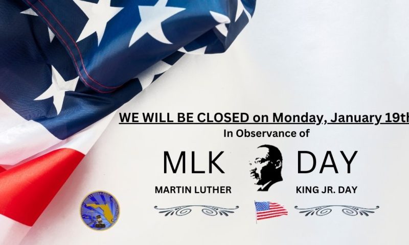 All Courthouses Closed on Monday, Jan. 19th, in Observance of the Martin Luther King Jr. Holiday.